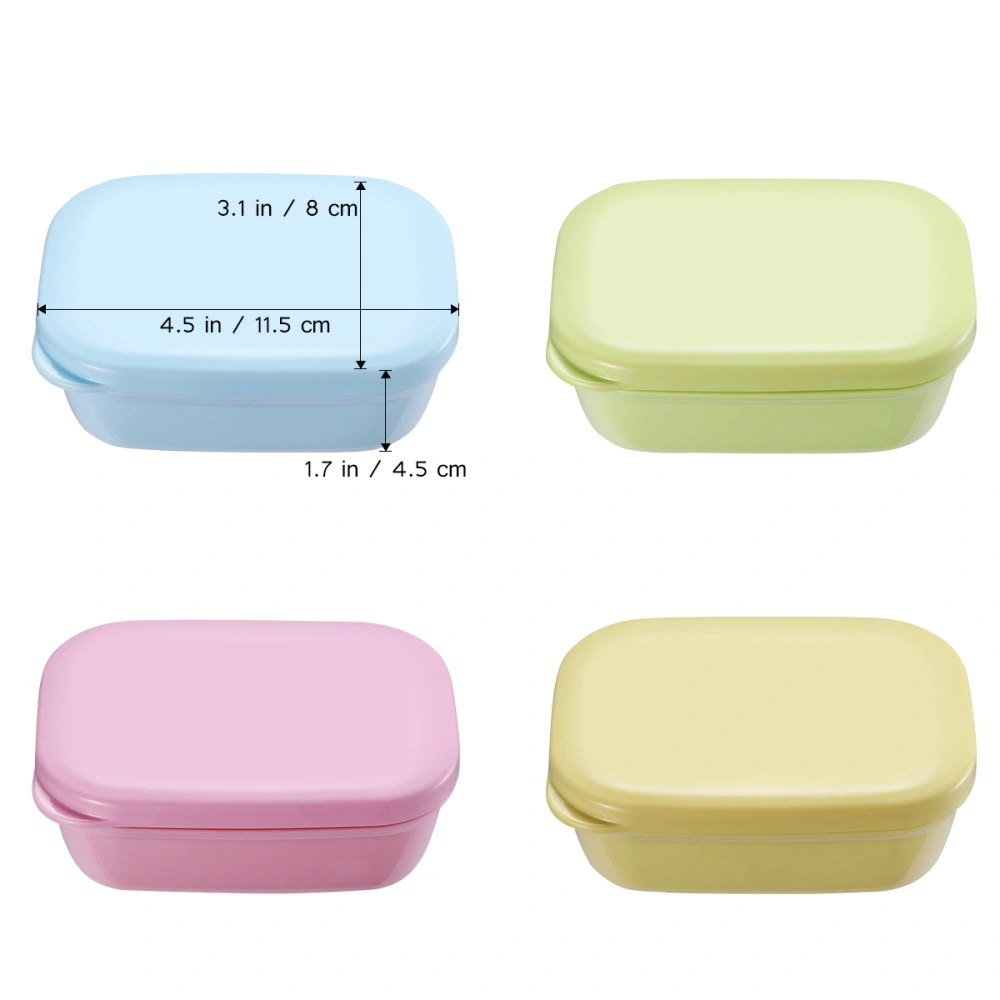 OUNONA 4pcs Soap Box Double Layer Soap Dish with Lid Soap Holder with Drain Soap Case Container for Bathroom and Kitchen Sinks (Random Color)