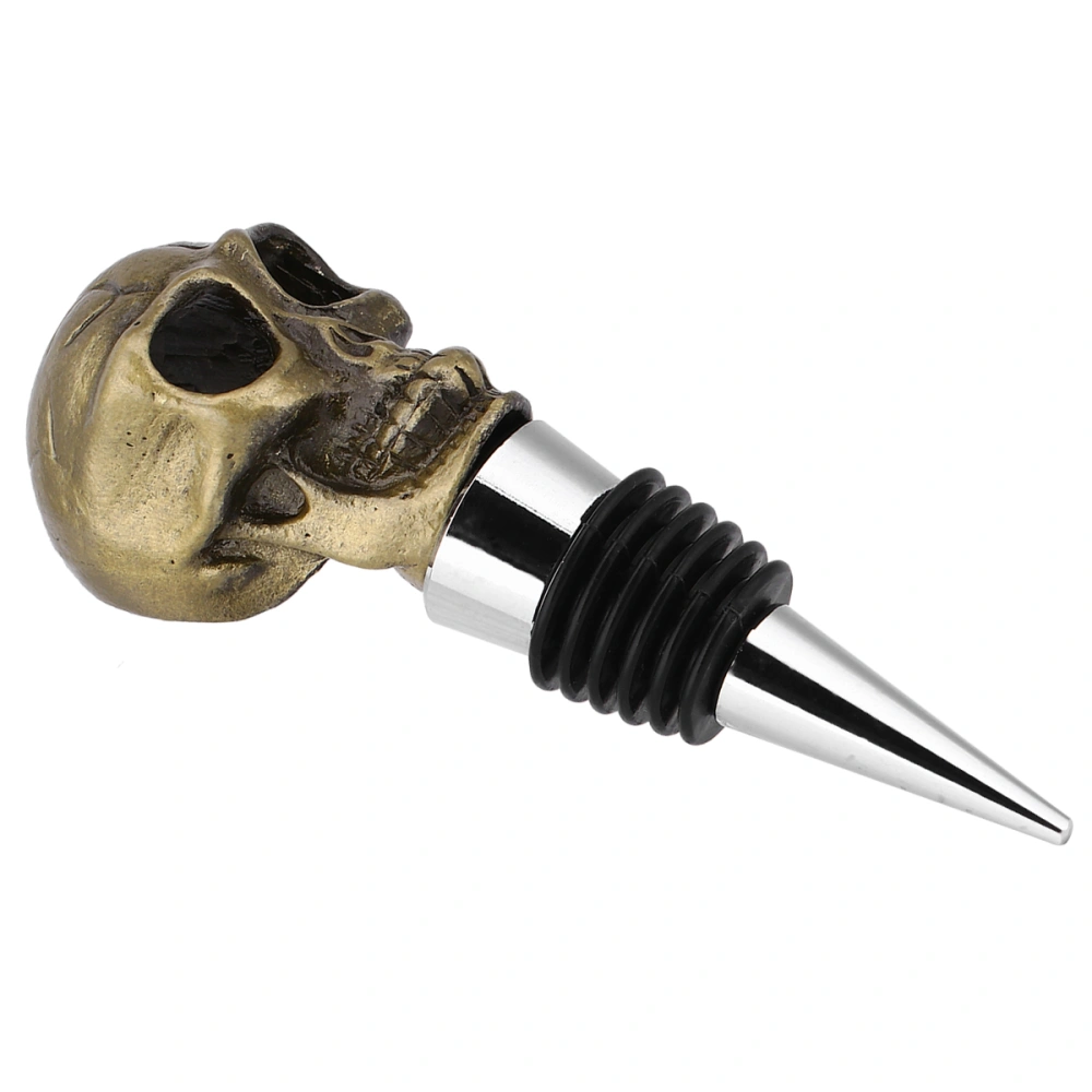 1Pc Halloween Alloy Wine Bottle Stopper Decoration Skeleton (Bronze)