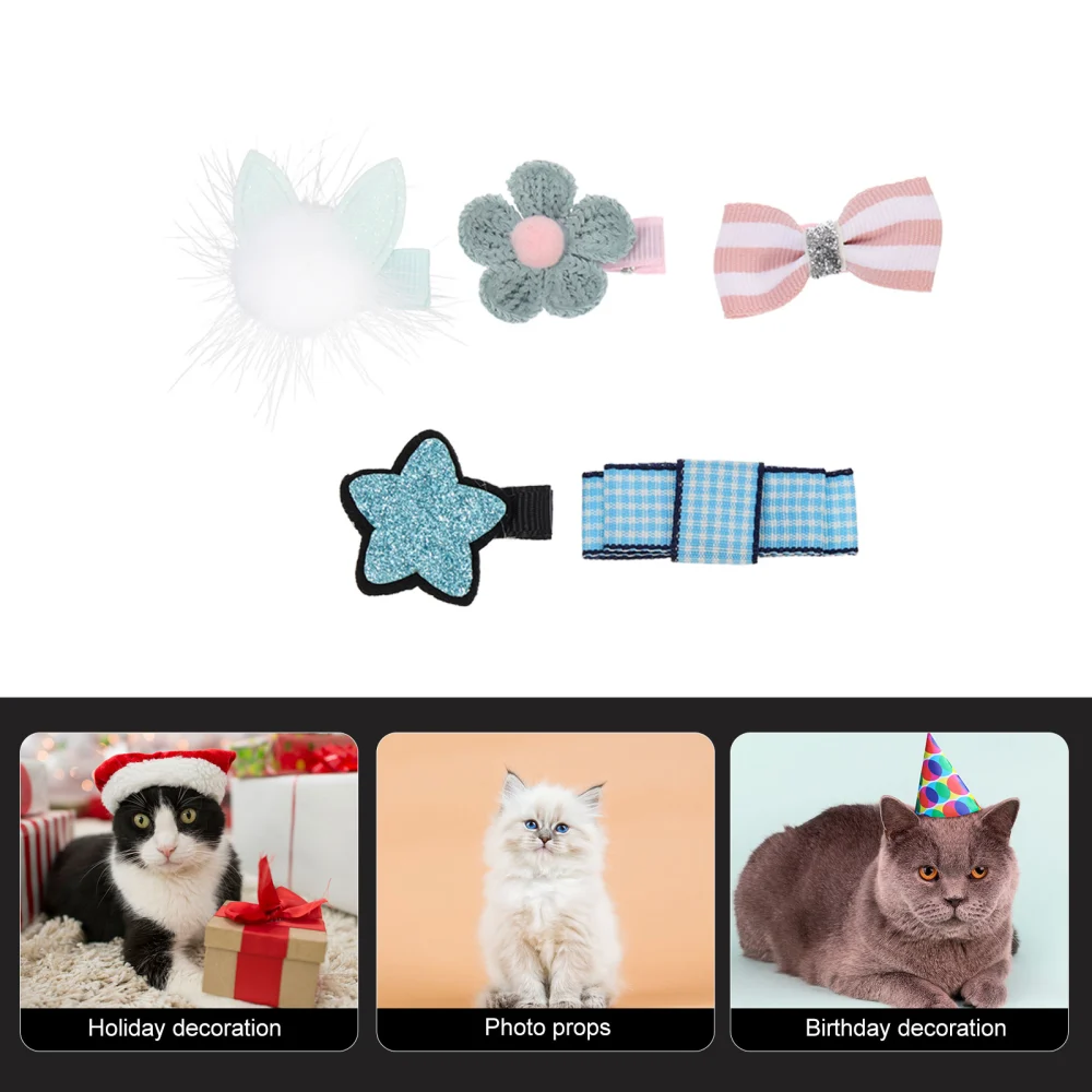 5pcs Adorable Dog Hair Clips Pet Dog Hairpins Puppy Headdress for Outdoor