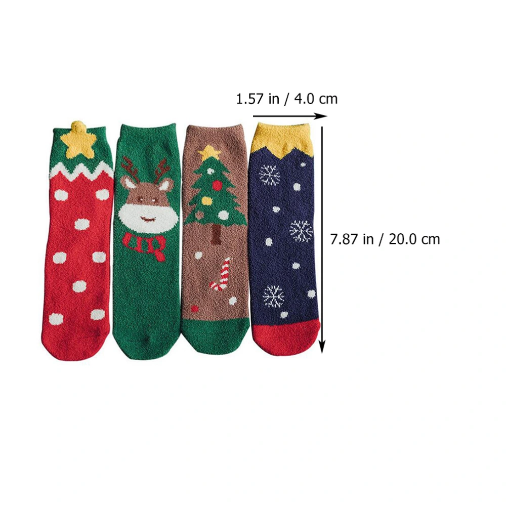 4 Pairs Christmas Stocking Decorative Socks Xmas Sock Thickened Warm Stockings