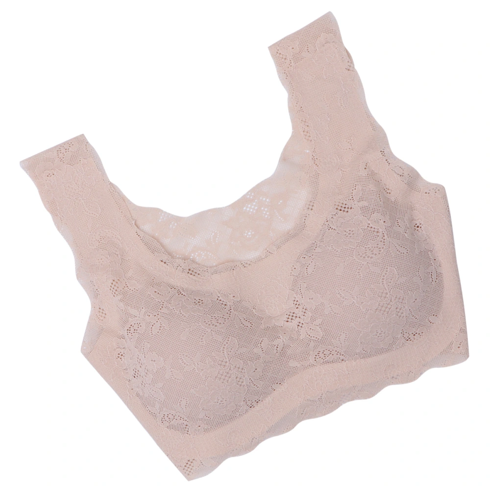 Japanese Style Seamless One-piece Bra Sexy Lace Bra Underwear Lingerie for Woman Size XL (Skin Color)