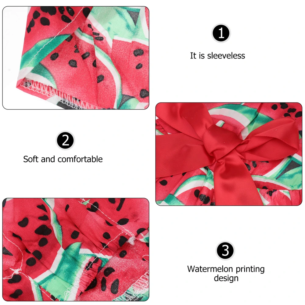 Summer Pet Dog Dress Watermelon Pet Clothes Elegant Bowknot Sleeveless Puppy Skirt (S, Watermelon Red)