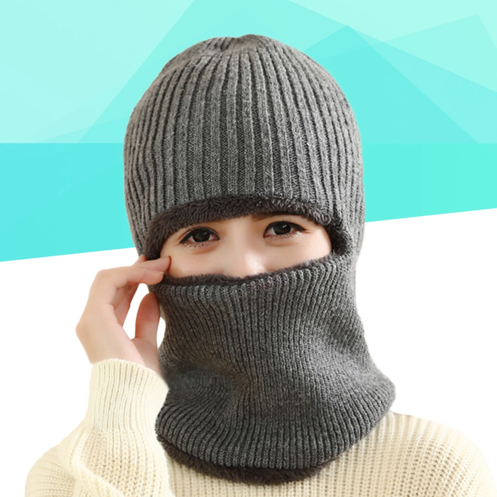 Knitted Caps Cycling Headwear Neck Warmer For Head Bike Face Masks Hat Collar Scarf Accessories (Grey)