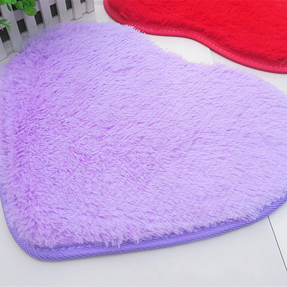 Sweet Heart Shape Fluffy Floor Mat Non-slip Area Rugs Carpet for Bedroom Dinning Room 30 x 40cm (Purple)