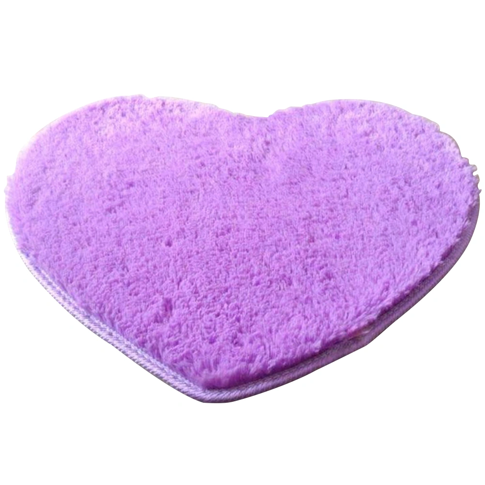 Sweet Heart Shape Fluffy Floor Mat Non-slip Area Rugs Carpet for Bedroom Dinning Room 30 x 40cm (Purple)