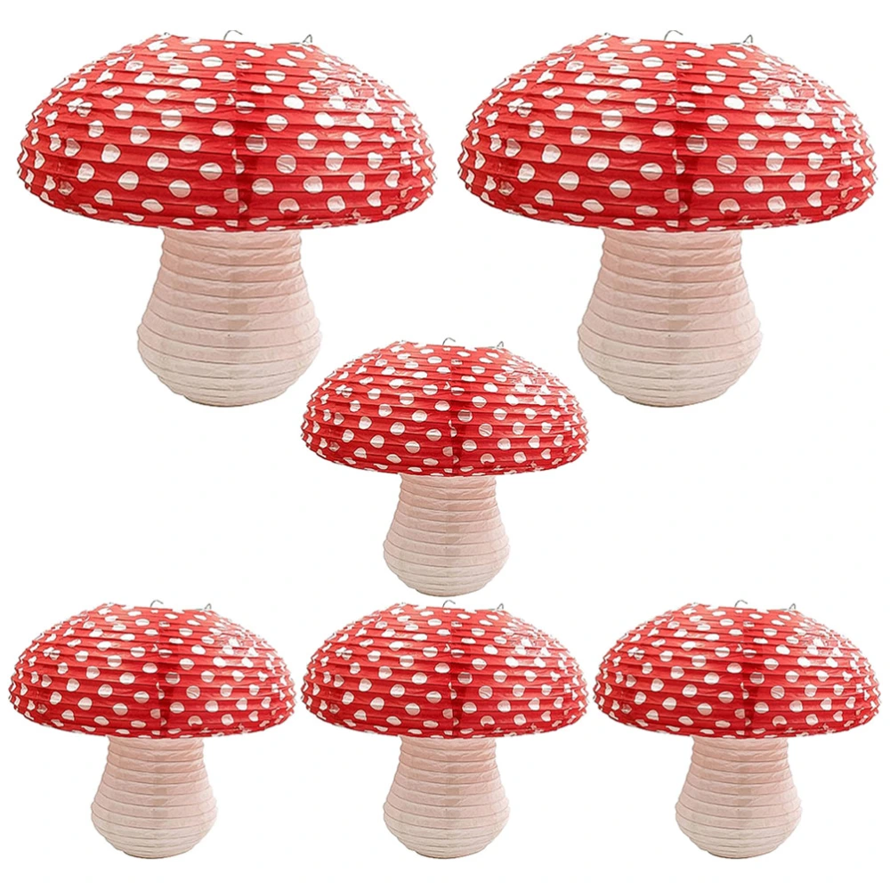 6Pcs Mushroom Paper Lantern 3D Mushroom Shaped Hanging Paper Lantern for Party