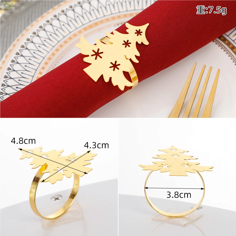 4pcs Christmas Tree Napkin Rings Hollow Napkin Rings Dining Table Napkin Holders