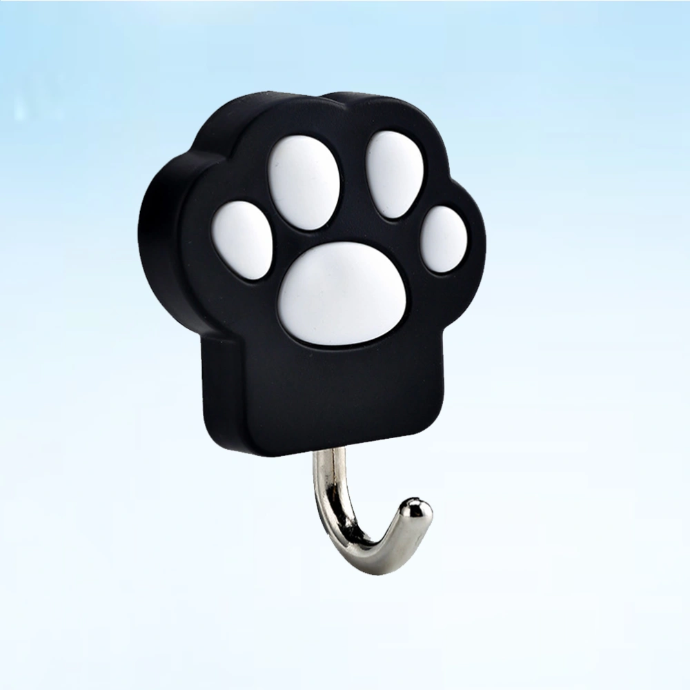 Cat Paw Shape Hanger Creative Punch Free Hook Kitchen Hook Towel Hook (Black)