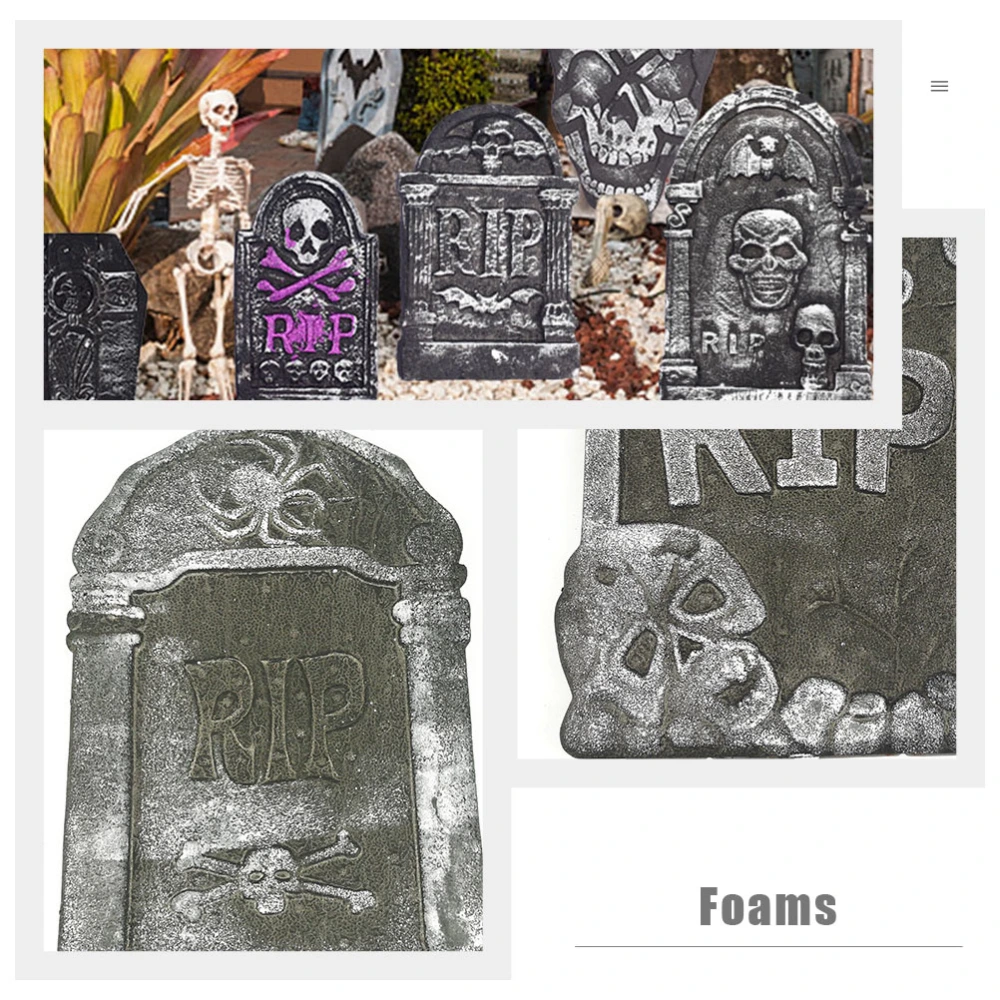 4pcs Halloween Simulation Froth Tombstones Adornments Haunted House Grave Stones