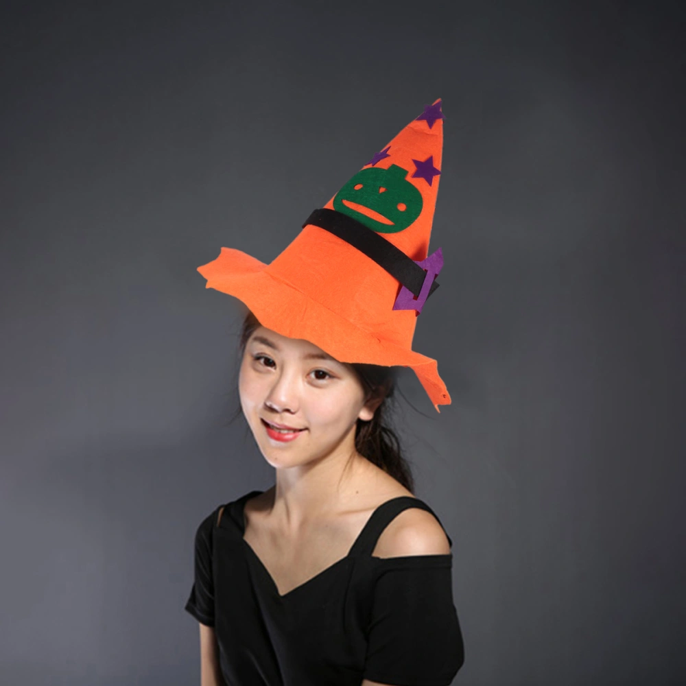 2pcs Halloween Pointed Pumpkin Hat Three-dimensional Non-woven Funny Pumpkin Hat