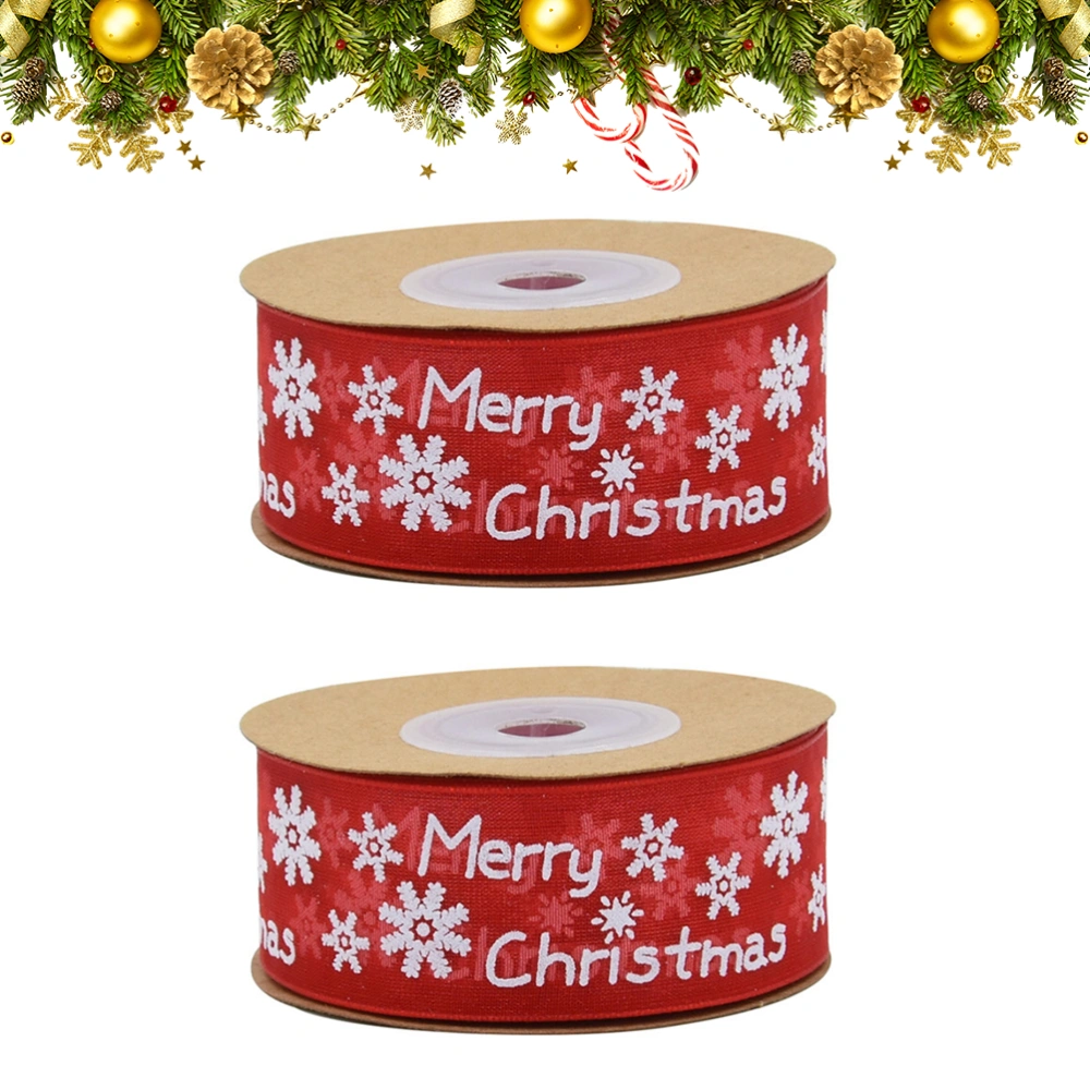 2 Roll Unique Xmas Gift Wrapping Ribbons Strip Christmas Riband Festival Gift DIY Supplies for Home (Red)