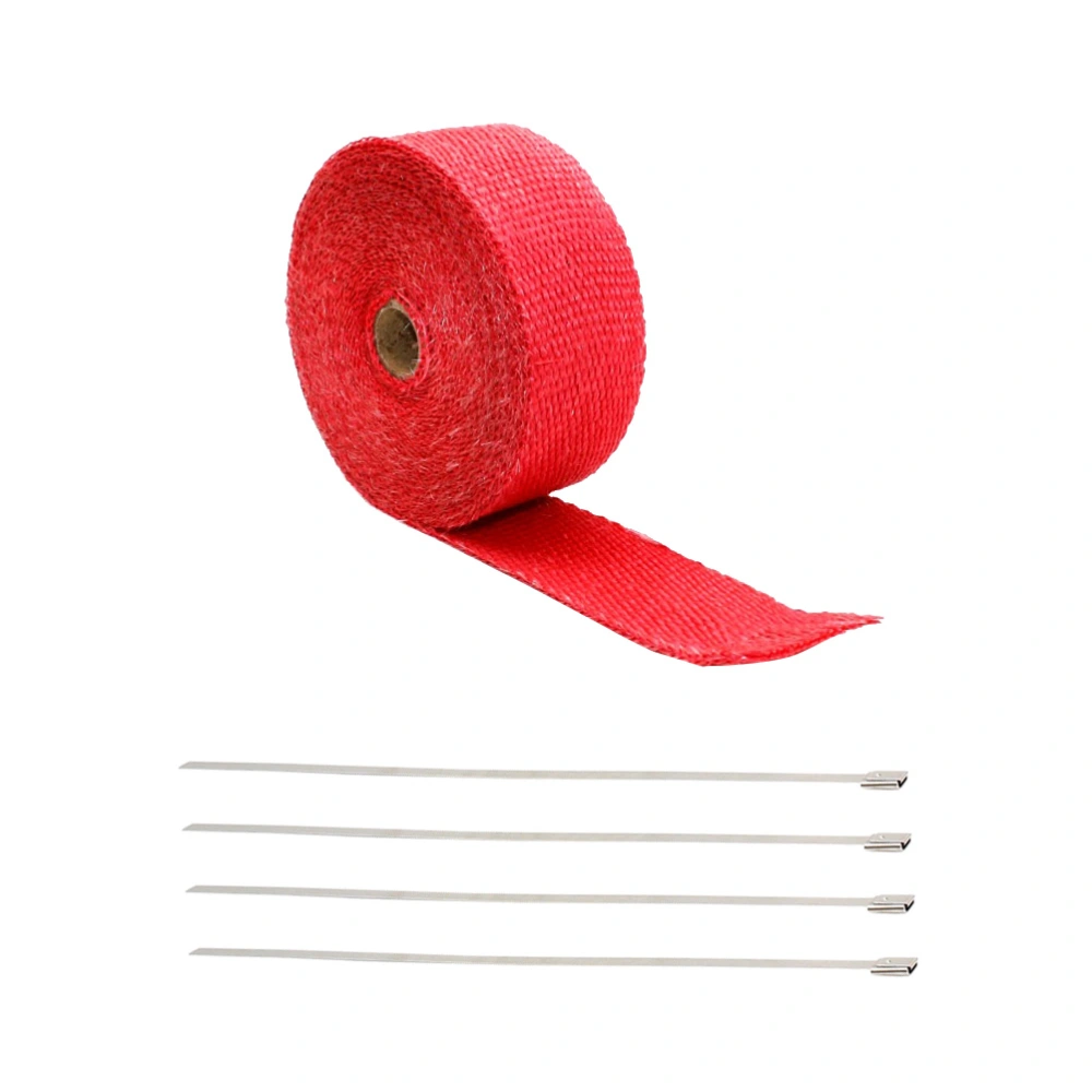 1.5mm * 25mm * 5mm Exhaust Heat Wrap Roll Header Tube Fiber Wrap Tape for Car Motorcycle (Red)