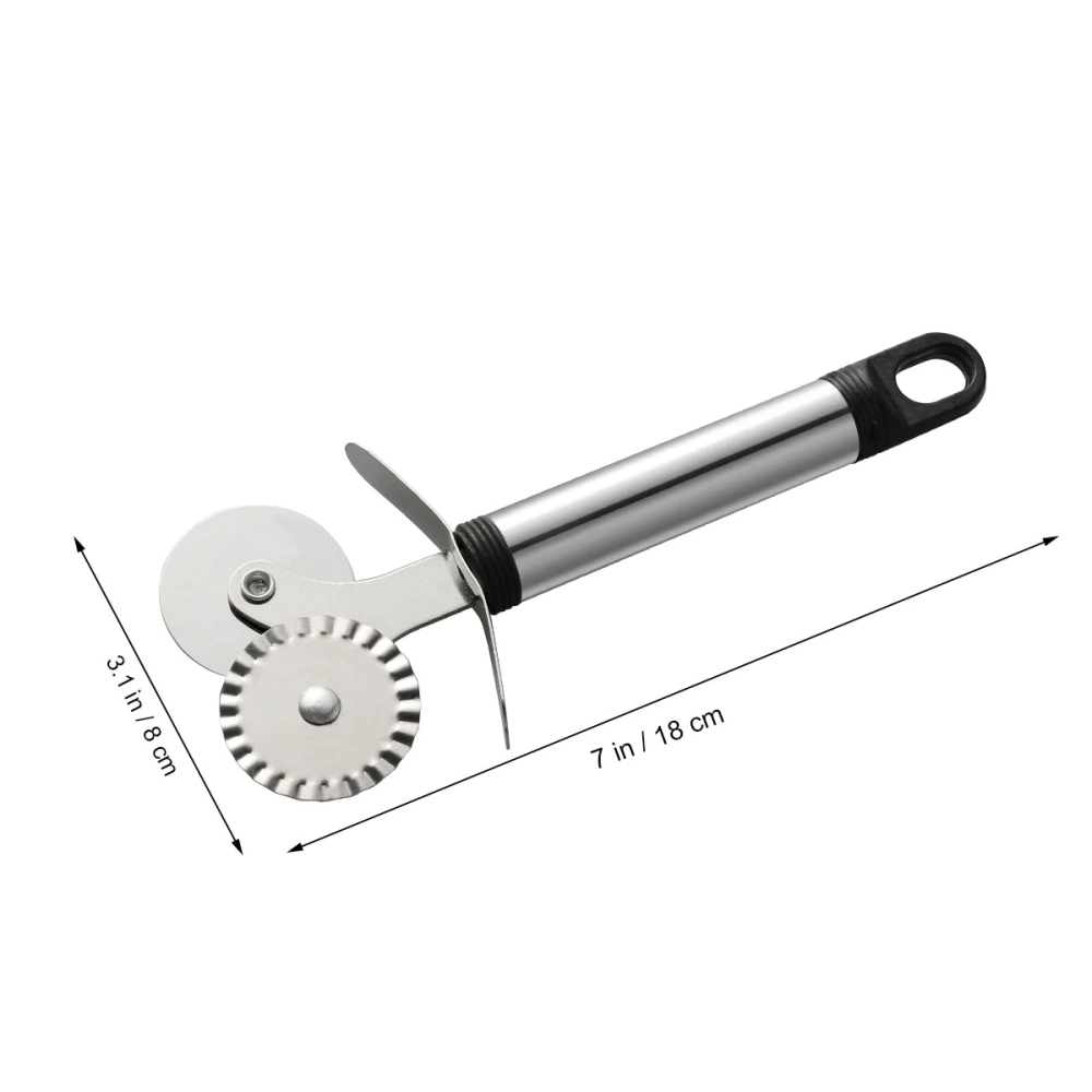 Double Wheel Stainless Steel Pizza Cutter Pizza Roller Gadget Pastry Slicer Wheel Lace Pattern Dough Hob Pastry Dough Wheels Cutter Baking Tools