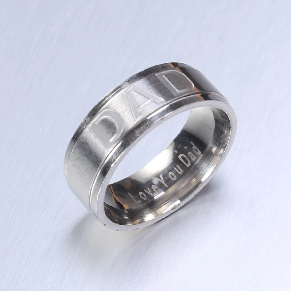 Mens Father Dad Titanium Ring Engraved Love You Dad for Family Gift Christmas Birthday Gift (10)