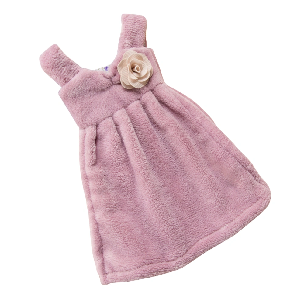 1PCS Hand Cloth Absorbent Thick Coral Dress Towel Hanging Towel for Kitchen Bathroom (Purple)