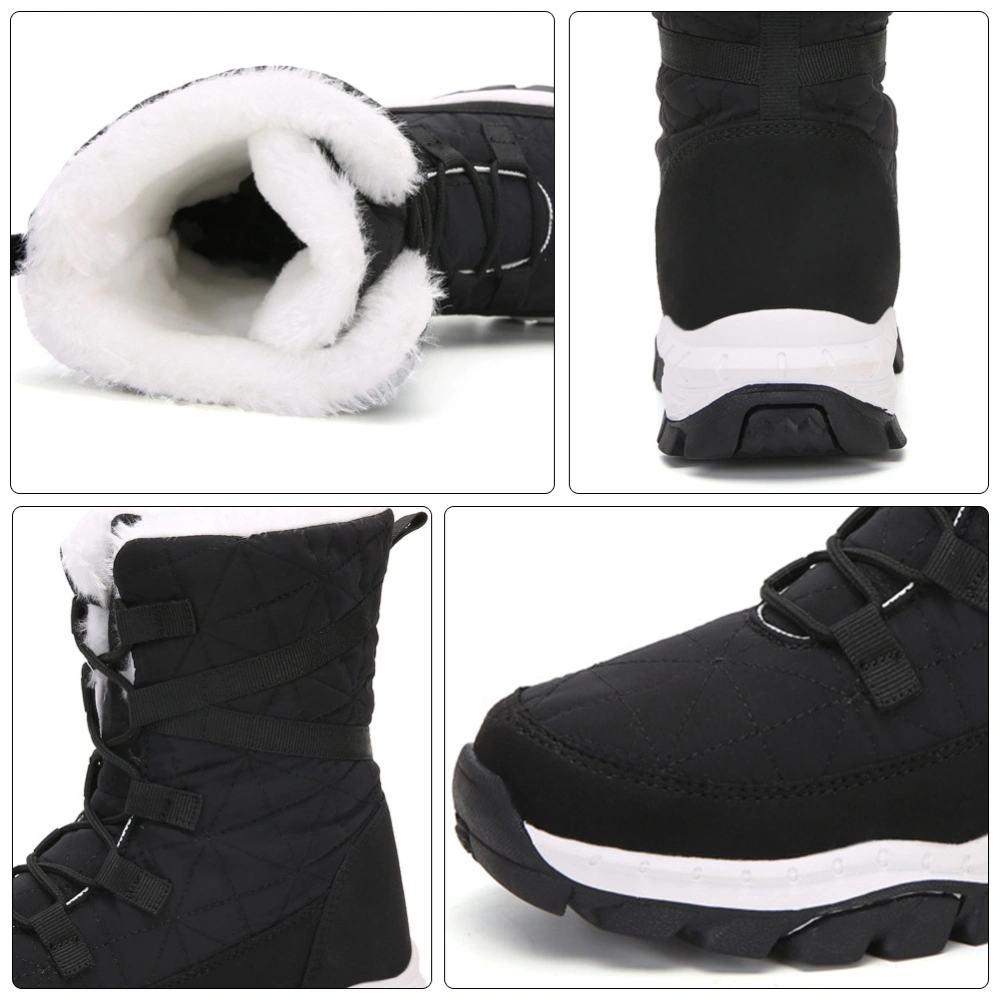 1 Pair Fashion Winter Woman Plush Snow Boots Warm Middle High Snow Boots