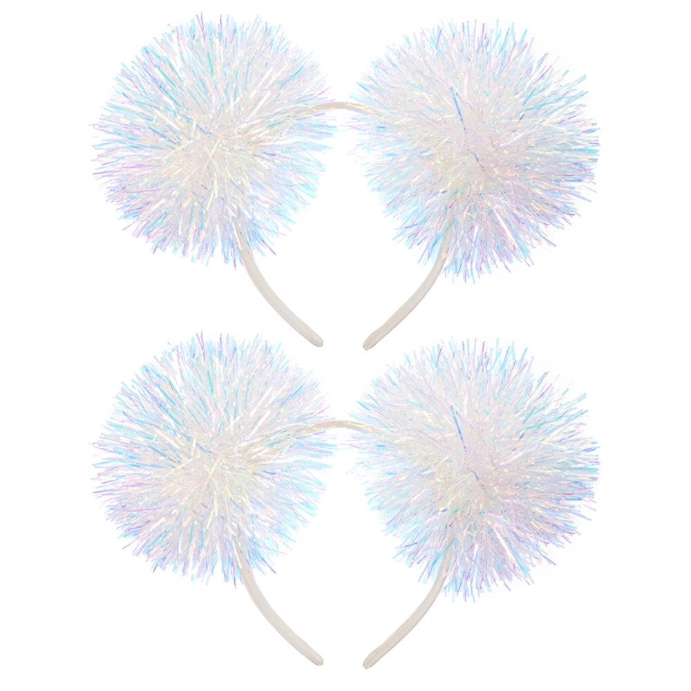 2PCS Tinsel Hair Shiny Glittery Pompom Headdress Festival Party Accessory