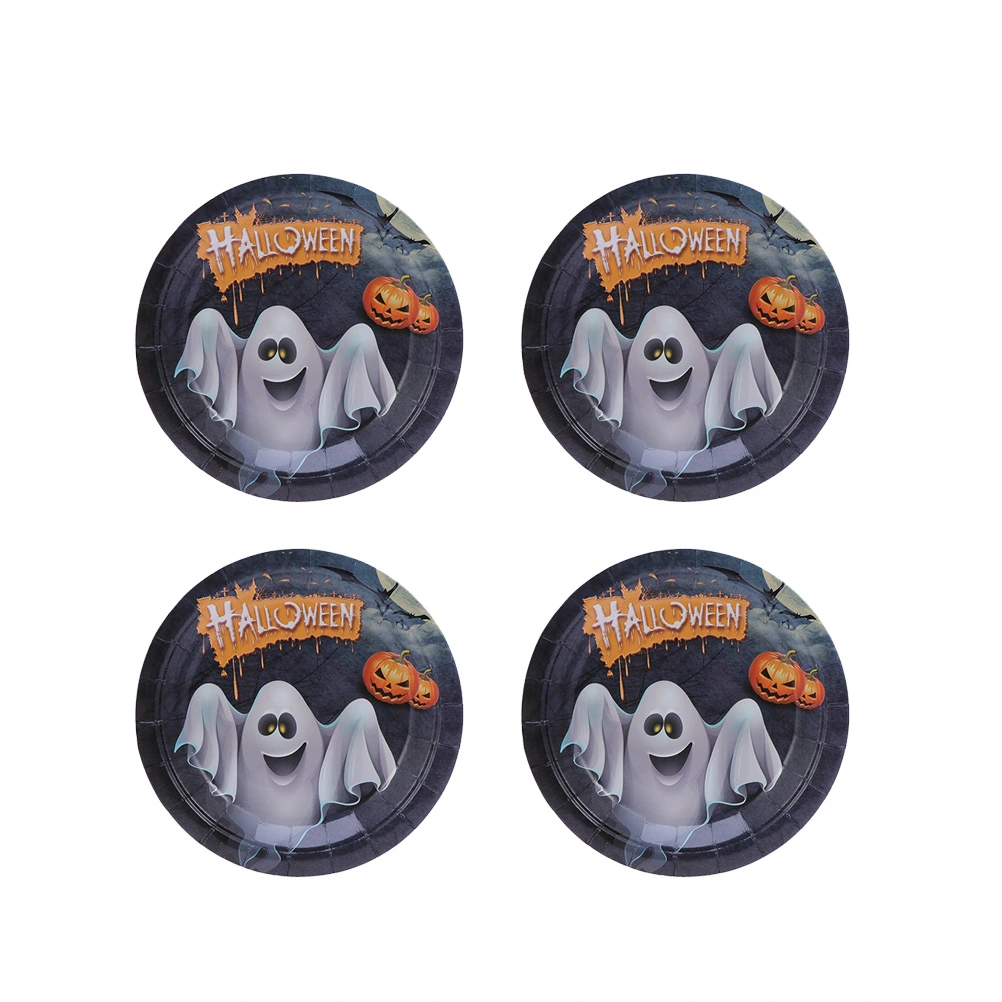 10PCS Per Set Ghost Pattern Practical Tombstone Ghost Pattern Paper Plates Halloween Paper Material Plates Dinnerware Set Paper Use Tableware