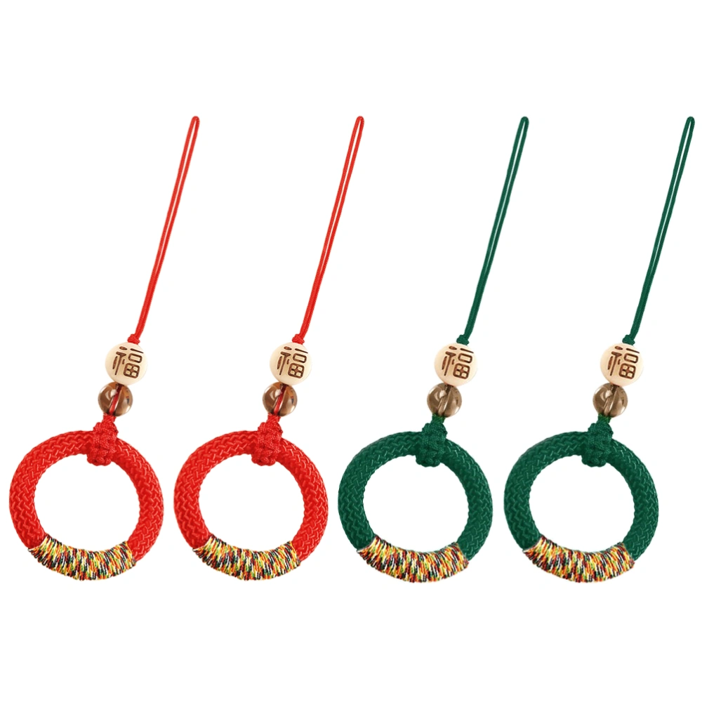 4Pcs Handmade Woven Phone Lanyard Creative Ring Hanging Rope Phone Pendant