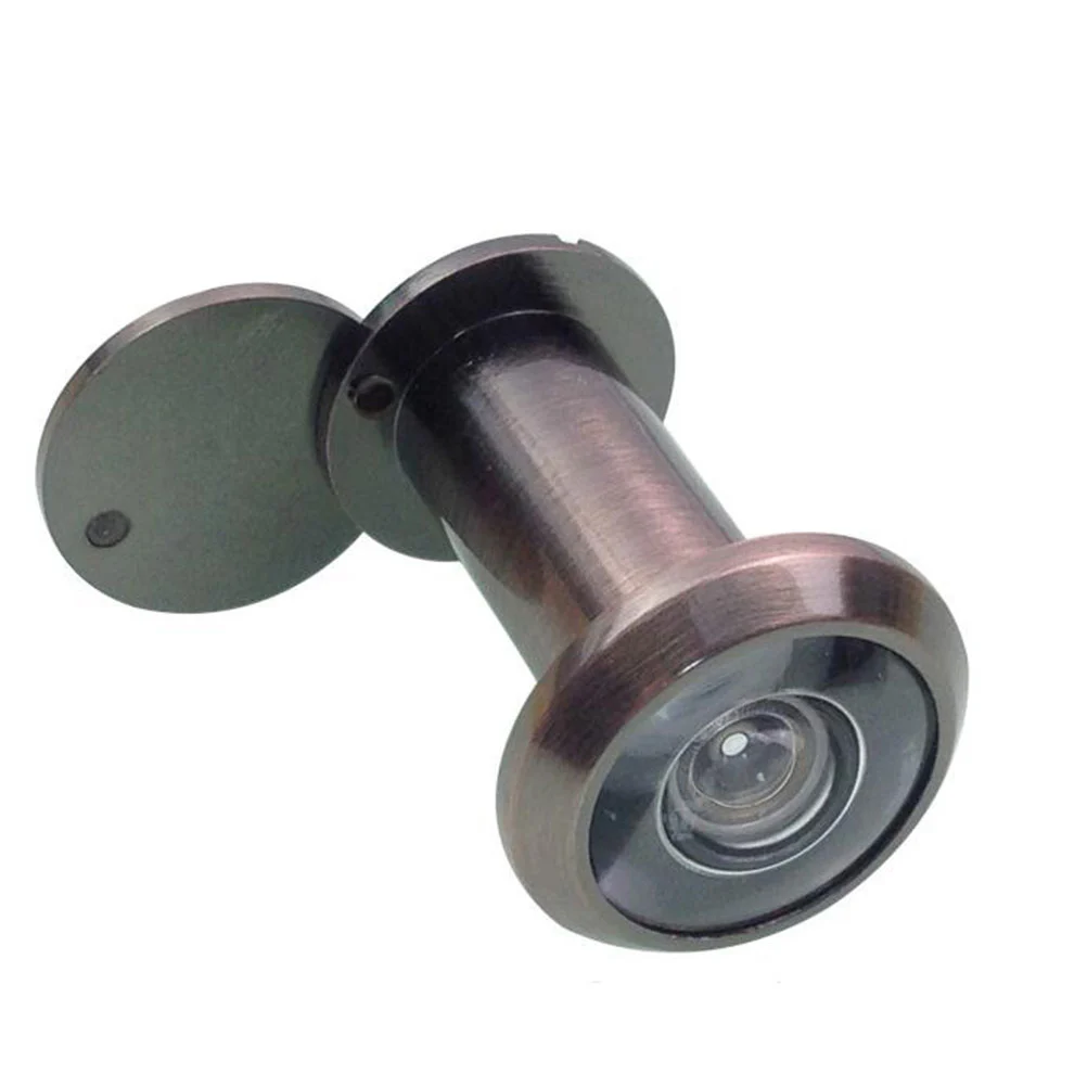Copper Door Viewer Prying-Resistant Door Peek Peep Hole Large Viewing Angle Pinhole with a Rear Lid Bronze