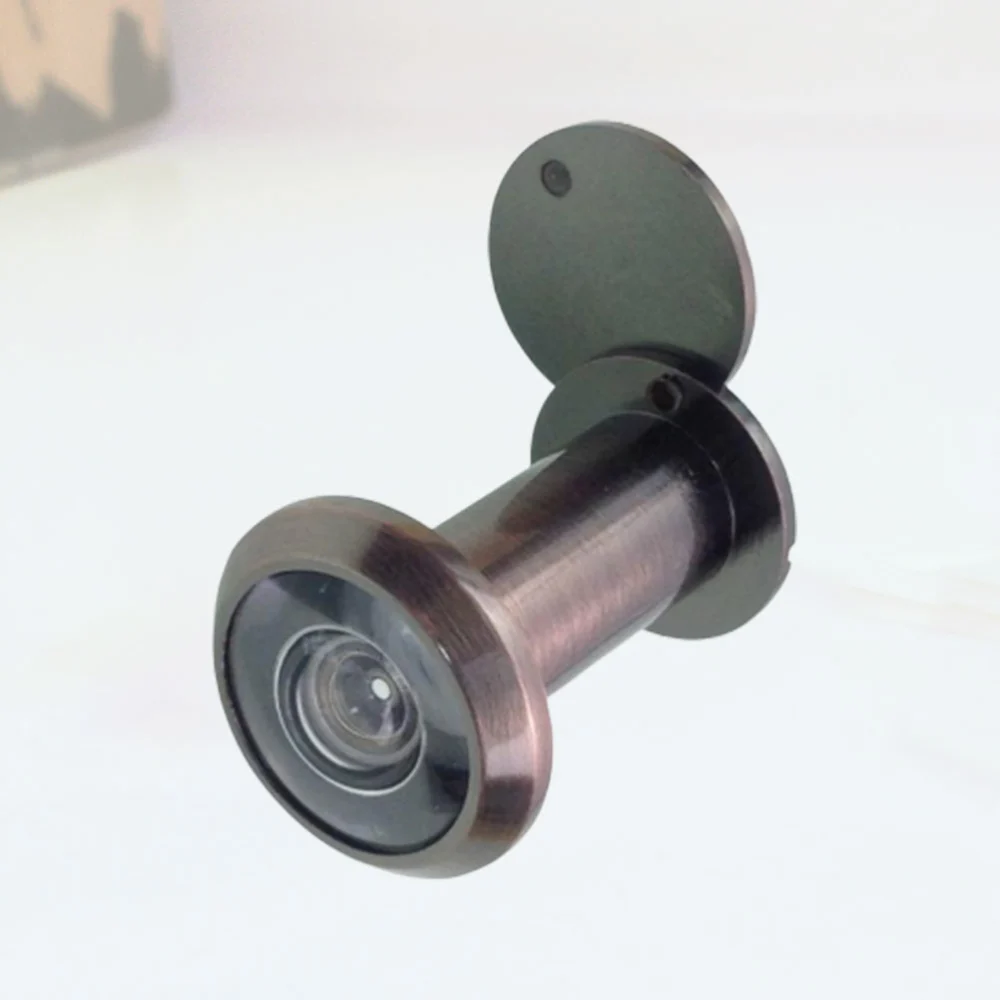 Copper Door Viewer Prying-Resistant Door Peek Peep Hole Large Viewing Angle Pinhole with a Rear Lid Bronze