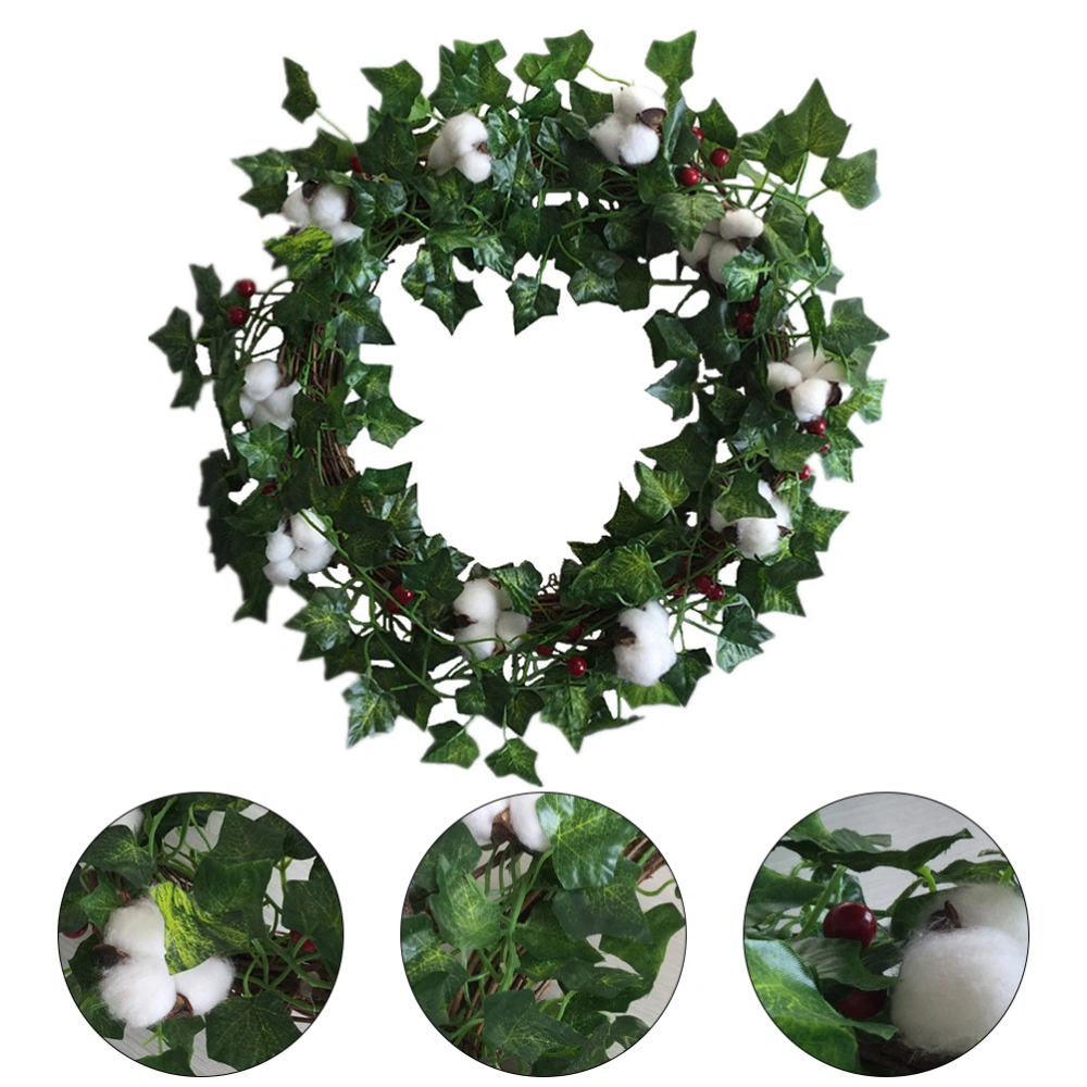 1Pc Christmas Artificial Flower Garland Morning Glory Leaves Wreath (Green)