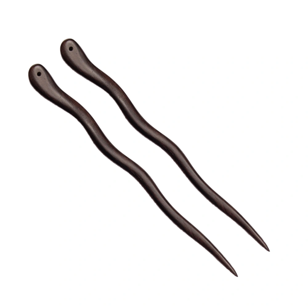 2pcs Hair Sticks Natural Ebony Hair Chopsticks Retro Hair Pin Hair Accessory for Women Ladies (6030)