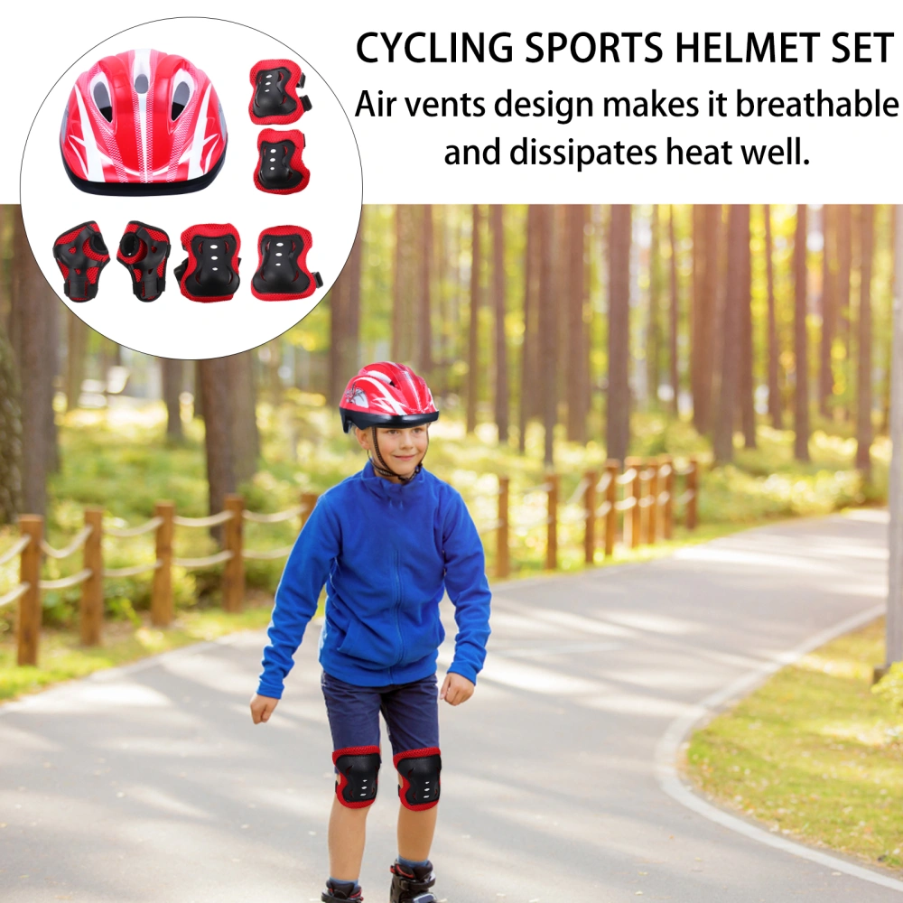 1 Set/7pcs Kids Roller Skating Protective Gear Absorbent Helmet Elbow Pads