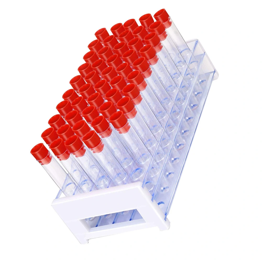 51Pcs Plastic Test Tubes with Lid Test Tubes Storage Rack Laboratory Equipment