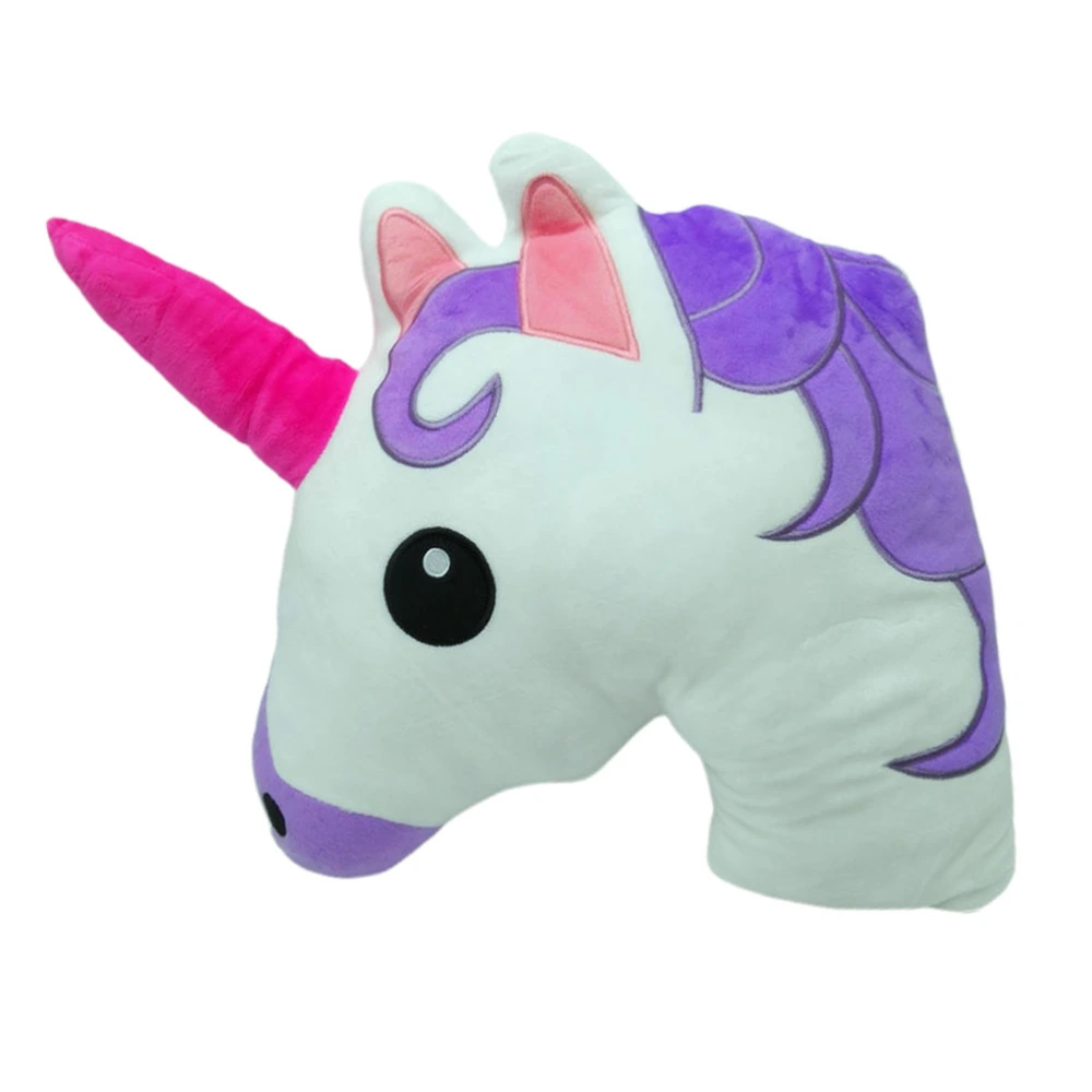 Cartoon Doll Pillow Funny Unicorn Shaped Stuffed Plush Toys Unicorn Rest Pillow for Home Office (Purple)