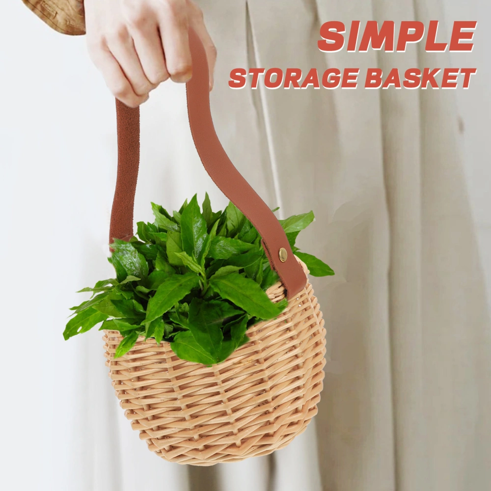 Mini Rattan Woven Basket Flower Basket Portable Woven Basket Picnic Basket