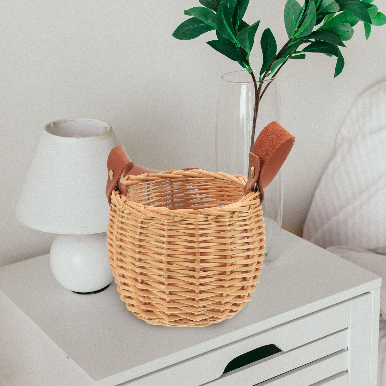 Mini Rattan Woven Basket Flower Basket Portable Woven Basket Picnic Basket