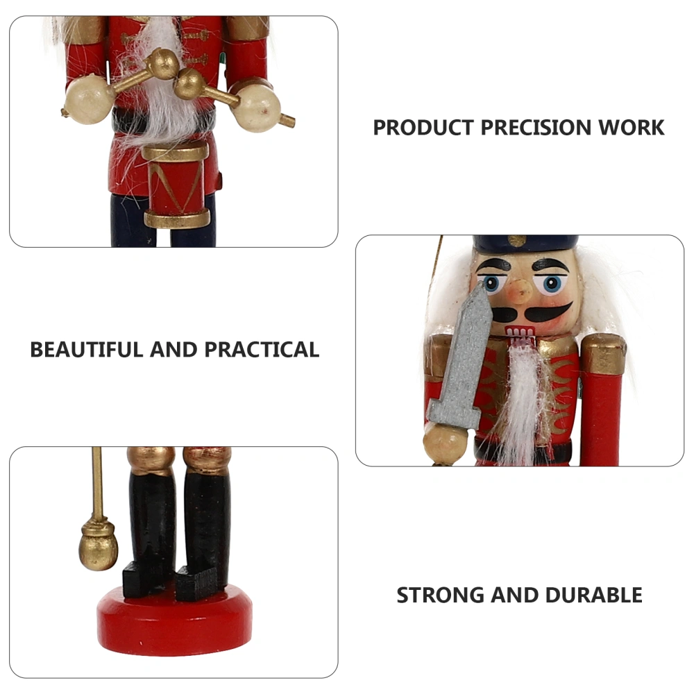 6Pcs Classic Wooden Nutcracker Soldier Ornaments Party Toys (Assorted Color)