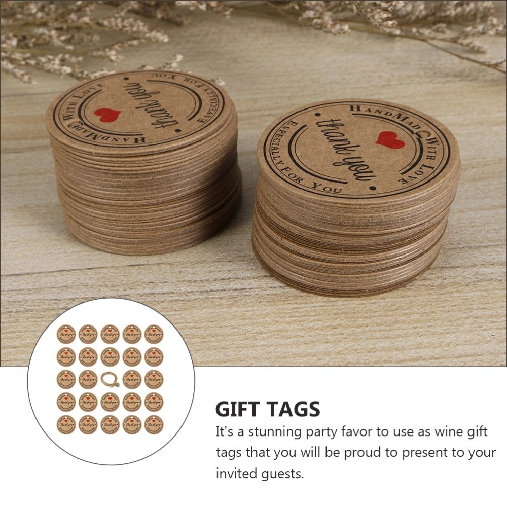 100Pcs Kraft Paper Gift Hangtag Decor Round Thank You Hanging Tags DIY Labels