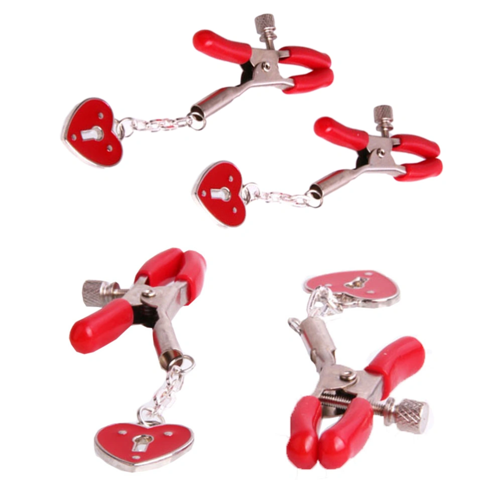 1Pair Peach Hearts New Creative Milk Clip Bed Restraint Set Women Men Cosplay Couple Adult Sexy(Red)