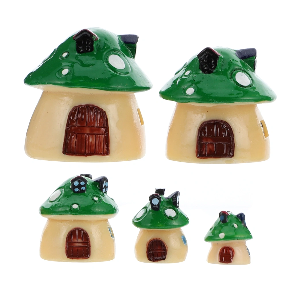 5pcs Resin Mushroom House Micro Landscape Decor Fair Garden Decoration Ornaments