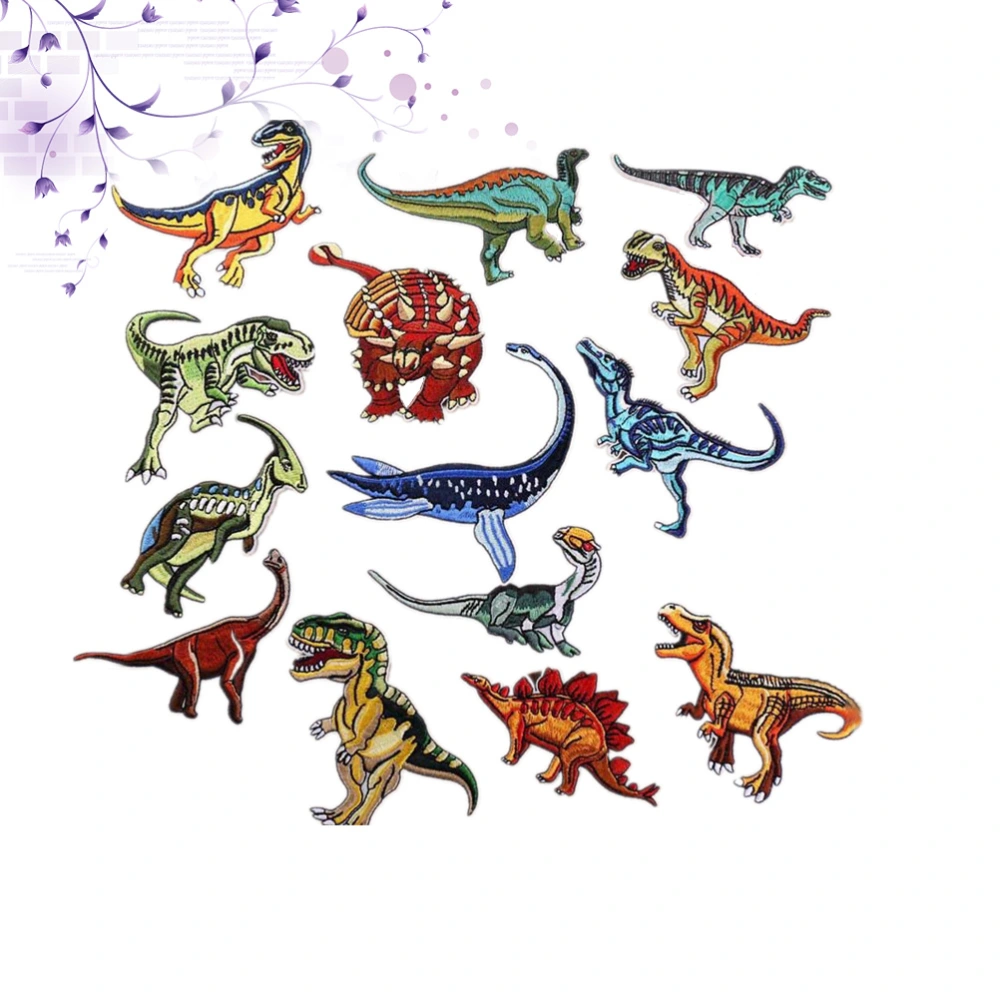 14 Pcs Children Dinosaur Elements Patches Cartoon Embroidery Sewing Patches Appliques for Jackets Jeans Backpacks