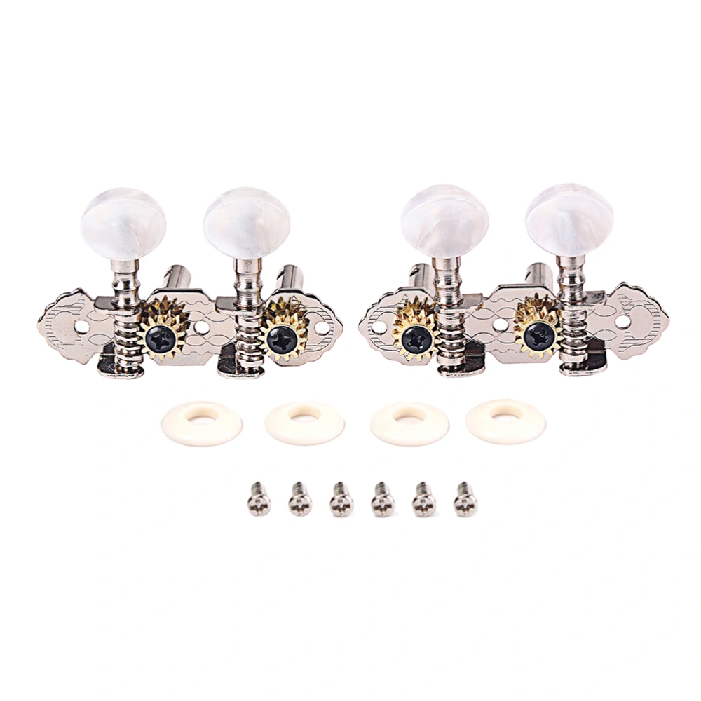 White Pearl Head Tuning Pegs Tuners Machine Head with Screws and Wahser Set for Acoustic Electric Guitar