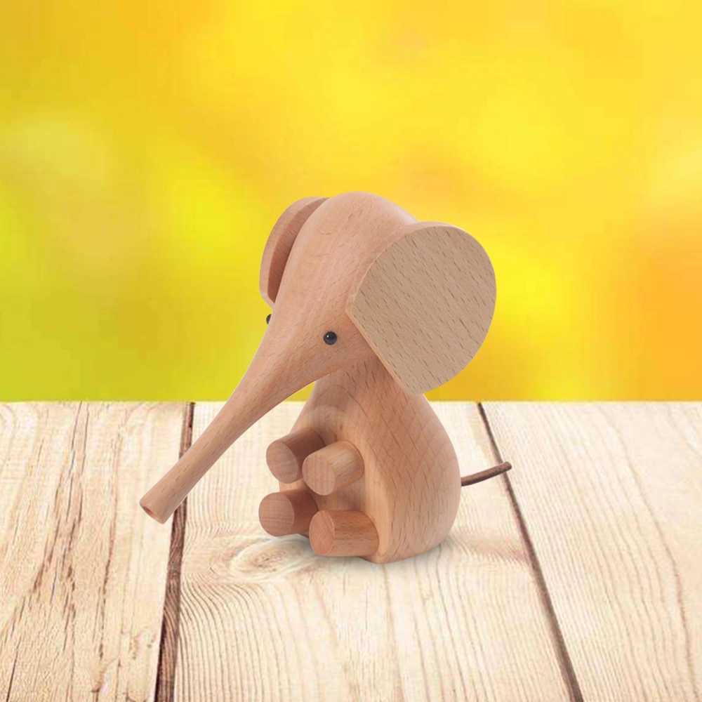 Wooden Elephant Figurines Creative Animal Art Craft Home Office Decoration Desktop Ornaments