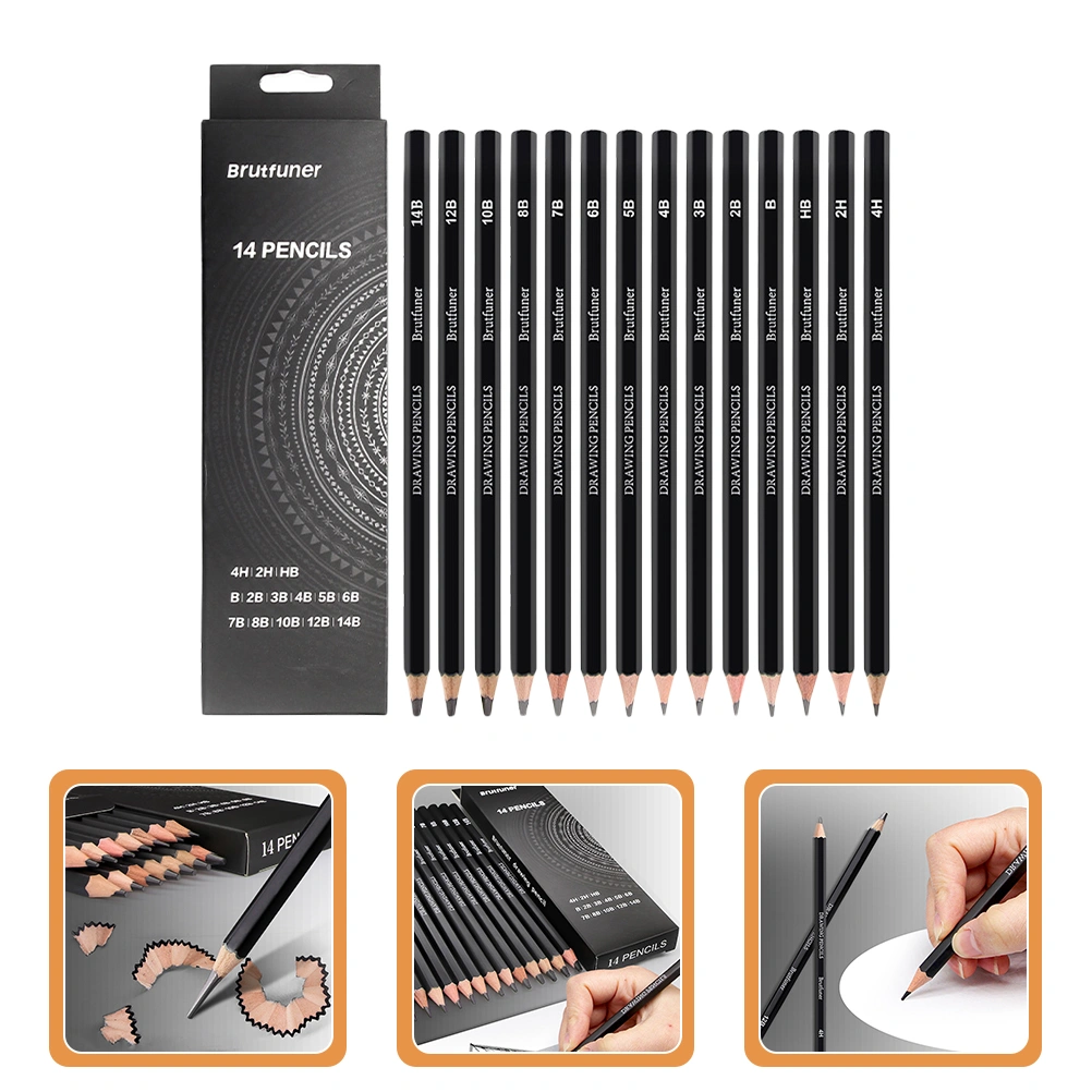 14Pcs Professional Sketching Pencils Painting Pencils Portable Drawing Pencils Graphite Pencils