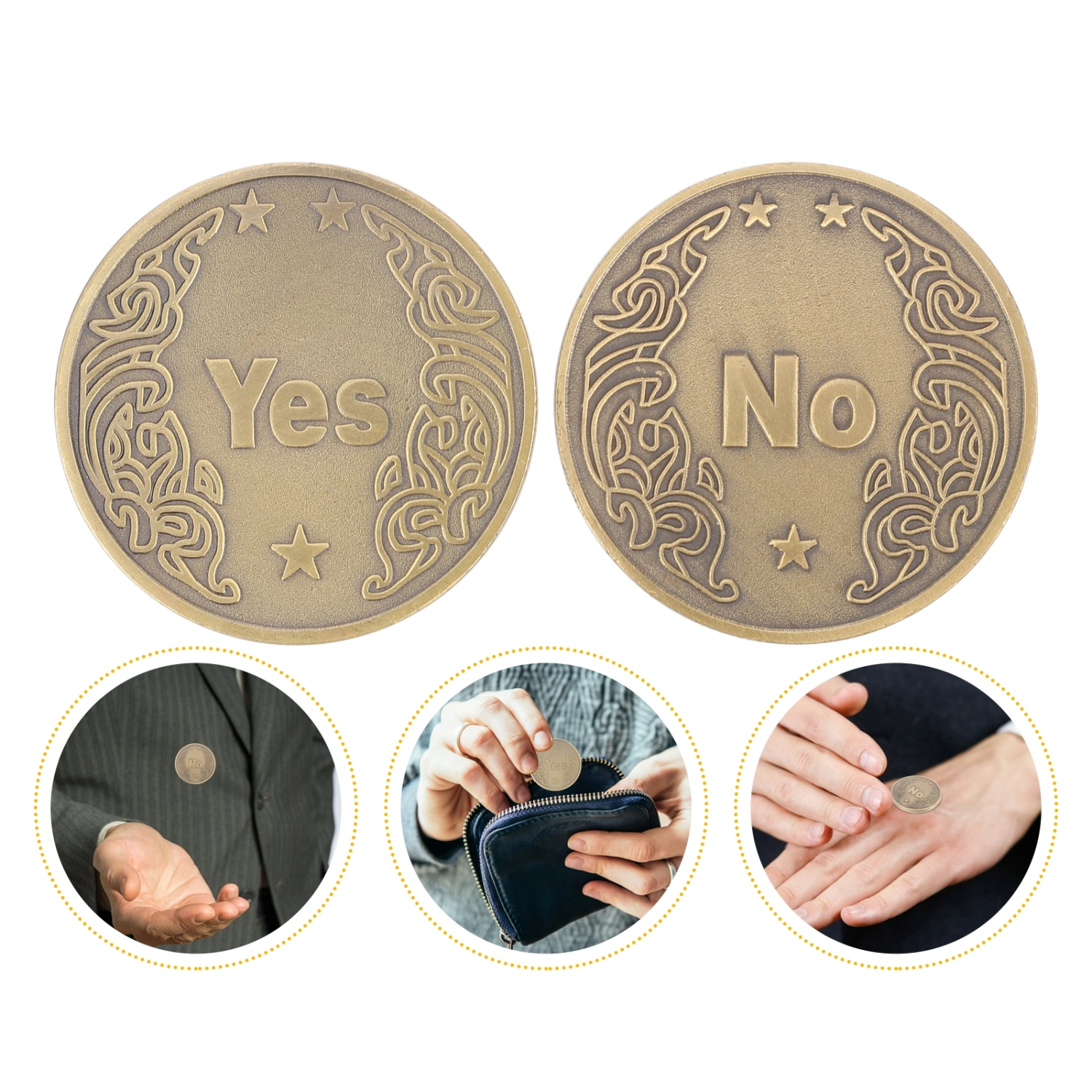 1 Bag of 2pcs Yes or No Flipping Coins Stainless Steel Chic Commemorative Coins