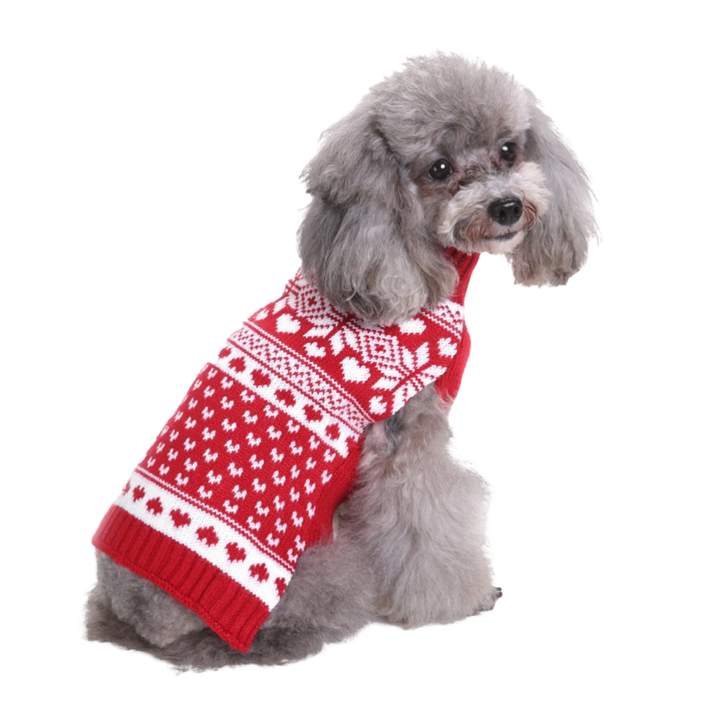 Christmas Knitted Sweater Pet High Collar Clothes Puppy Cloth Winter Pet Costume Dog Clothing Supply (Red, XXL)