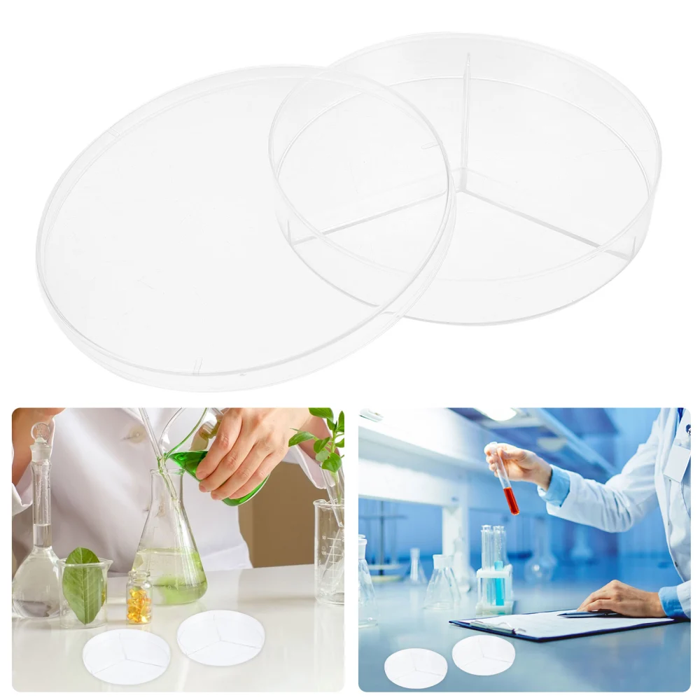 10pcs Laboratory Petri Dish Transparent Petri Dishes Three Compartments Petri Dishes