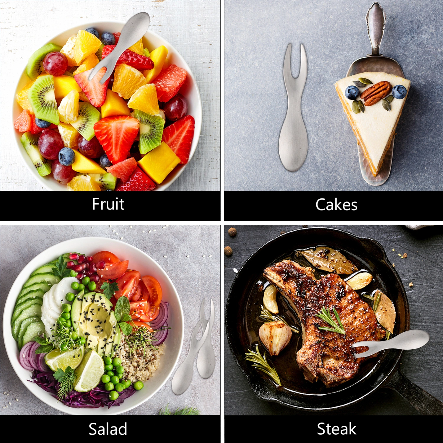 6 Pcs Stainless Steel Fruit Forks Stylish Forks Practical Food Tableware