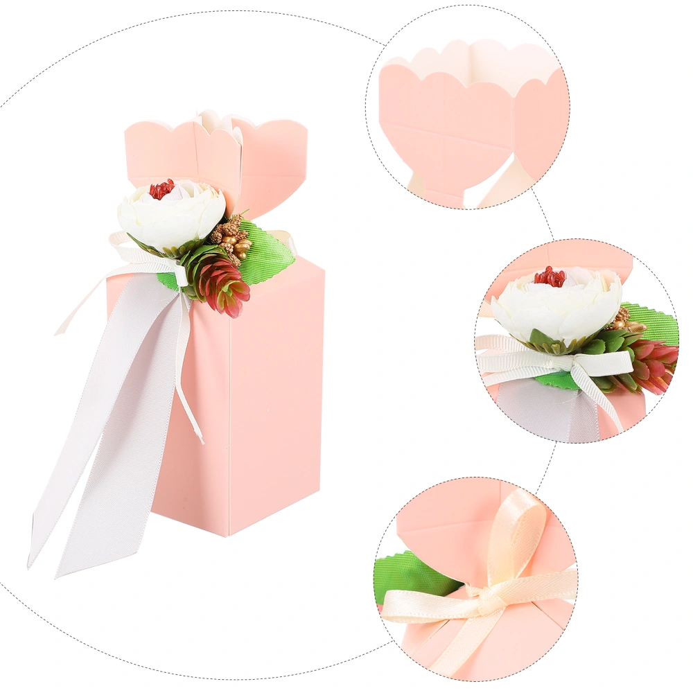 1 Set Paper Wedding Candy Boxes Vase Shape Candy Containers with Ribbon