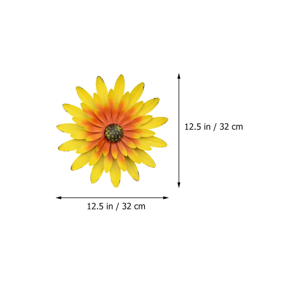 1 Pc Creative Iron Sunflower Decor Colorful Garden Balcony Adornment (Yellow)