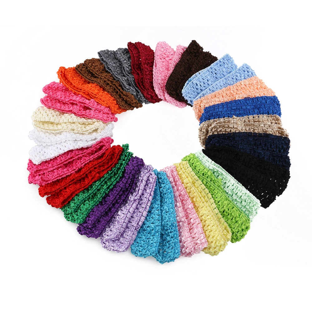 TINKSKY 50pcs Baby Girls Toddler Elastic Crochet Hairbands Headbands Hair Bands in 25 Different Colors