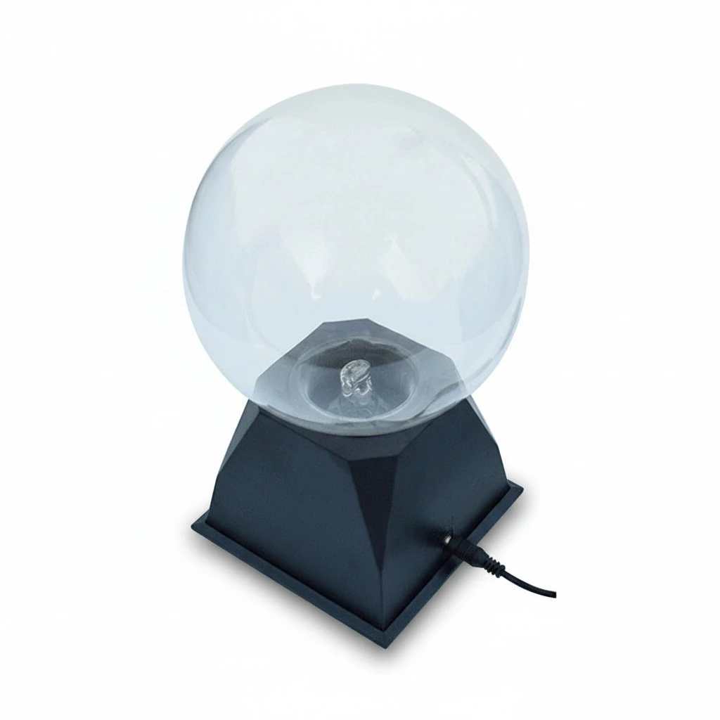 4 Inch Touch Sensitive Plasma Ball Lamp Light Sound Sensitive Sphere Globe Novelty Toy Voice Control for Kids with US Plug Black (Red Light)