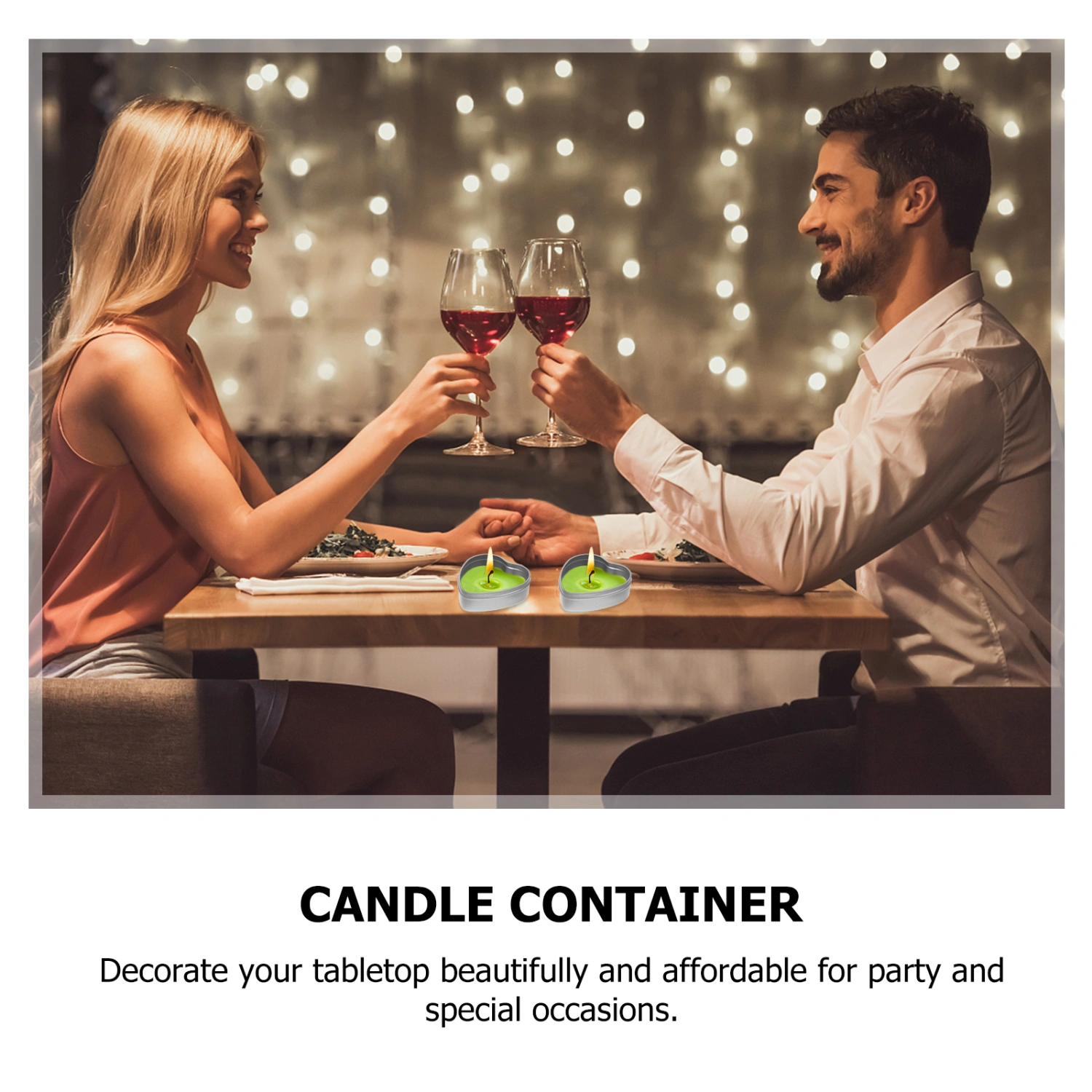 6pcs Candle Tins Tinplate Candle Containers Heart-shaped Candle Jars Silver