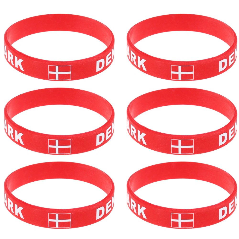 6 Pcs Country Silicone Wristband Fashion Sports Bracelet  (Denmark)